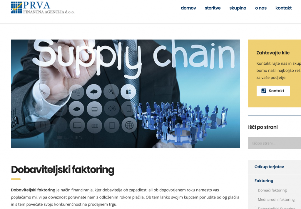 prodaja preko spleta - dobaviteljski faktoring