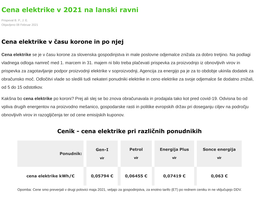 offsite seo - cena elektrike